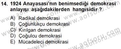 Anayasa 1 Dersi 2013 - 2014 Yılı Tek Ders Sınav Soruları 14. Soru