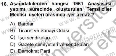 Anayasa 1 Dersi 2013 - 2014 Yılı Tek Ders Sınav Soruları 16. Soru