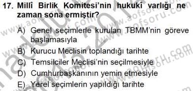 Anayasa 1 Dersi 2013 - 2014 Yılı Tek Ders Sınav Soruları 17. Soru