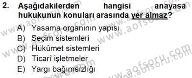 Anayasa 1 Dersi 2013 - 2014 Yılı Tek Ders Sınav Soruları 2. Soru