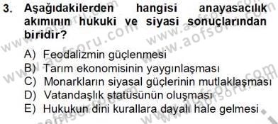 Anayasa 1 Dersi 2013 - 2014 Yılı Tek Ders Sınav Soruları 3. Soru