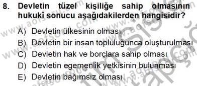 Anayasa 1 Dersi 2013 - 2014 Yılı Tek Ders Sınav Soruları 8. Soru