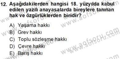 Anayasa 1 Dersi 2014 - 2015 Yılı (Vize) Ara Sınav Soruları 12. Soru