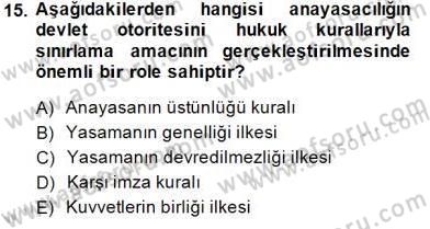 Anayasa 1 Dersi 2014 - 2015 Yılı (Vize) Ara Sınav Soruları 15. Soru
