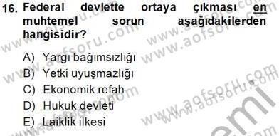 Anayasa 1 Dersi 2014 - 2015 Yılı (Vize) Ara Sınav Soruları 16. Soru