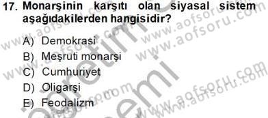 Anayasa 1 Dersi 2014 - 2015 Yılı (Vize) Ara Sınav Soruları 17. Soru