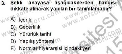 Anayasa 1 Dersi 2014 - 2015 Yılı (Vize) Ara Sınav Soruları 3. Soru