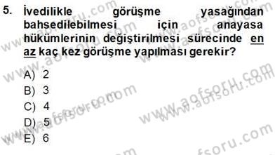 Anayasa 1 Dersi 2014 - 2015 Yılı (Vize) Ara Sınav Soruları 5. Soru