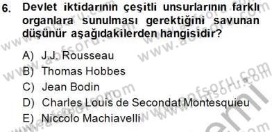 Anayasa 1 Dersi 2014 - 2015 Yılı (Vize) Ara Sınav Soruları 6. Soru