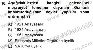 Anayasa 1 Dersi 2014 - 2015 Yılı (Final) Dönem Sonu Sınav Soruları 10. Soru