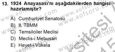Anayasa 1 Dersi 2014 - 2015 Yılı (Final) Dönem Sonu Sınav Soruları 13. Soru