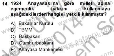 Anayasa 1 Dersi 2014 - 2015 Yılı (Final) Dönem Sonu Sınav Soruları 14. Soru