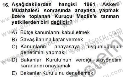 Anayasa 1 Dersi 2014 - 2015 Yılı (Final) Dönem Sonu Sınav Soruları 16. Soru