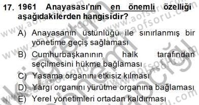 Anayasa 1 Dersi 2014 - 2015 Yılı (Final) Dönem Sonu Sınav Soruları 17. Soru