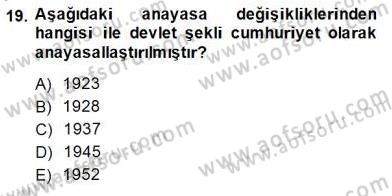 Anayasa 1 Dersi 2014 - 2015 Yılı (Final) Dönem Sonu Sınav Soruları 19. Soru
