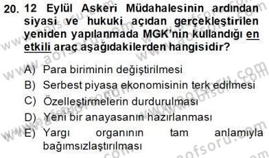 Anayasa 1 Dersi 2014 - 2015 Yılı (Final) Dönem Sonu Sınav Soruları 20. Soru