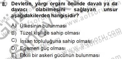 Anayasa 1 Dersi 2014 - 2015 Yılı (Final) Dönem Sonu Sınav Soruları 8. Soru