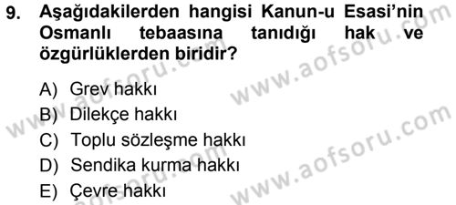 Anayasa 1 Dersi 2014 - 2015 Yılı Tek Ders Sınav Soruları 9. Soru