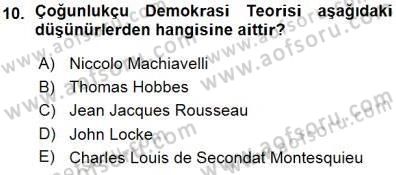 Anayasa 1 Dersi 2015 - 2016 Yılı (Vize) Ara Sınav Soruları 10. Soru