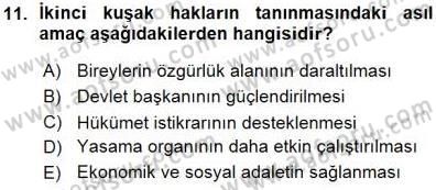 Anayasa 1 Dersi 2015 - 2016 Yılı (Vize) Ara Sınav Soruları 11. Soru