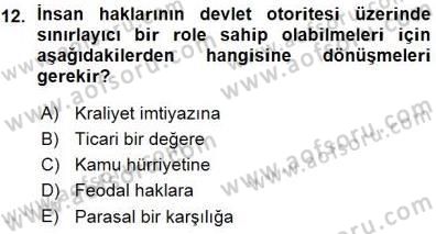 Anayasa 1 Dersi 2015 - 2016 Yılı (Vize) Ara Sınav Soruları 12. Soru