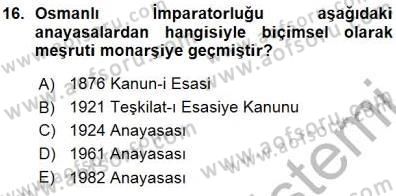 Anayasa 1 Dersi 2015 - 2016 Yılı (Vize) Ara Sınav Soruları 16. Soru