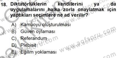 Anayasa 1 Dersi 2015 - 2016 Yılı (Vize) Ara Sınav Soruları 18. Soru
