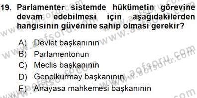 Anayasa 1 Dersi 2015 - 2016 Yılı (Vize) Ara Sınav Soruları 19. Soru