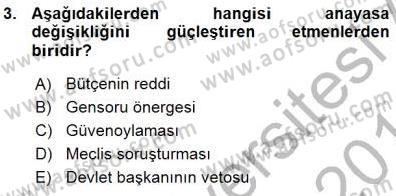 Anayasa 1 Dersi 2015 - 2016 Yılı (Vize) Ara Sınav Soruları 3. Soru