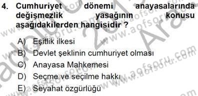 Anayasa 1 Dersi 2015 - 2016 Yılı (Vize) Ara Sınav Soruları 4. Soru