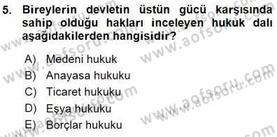Anayasa 1 Dersi 2015 - 2016 Yılı (Vize) Ara Sınav Soruları 5. Soru