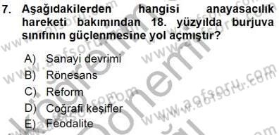 Anayasa 1 Dersi 2015 - 2016 Yılı (Vize) Ara Sınav Soruları 7. Soru
