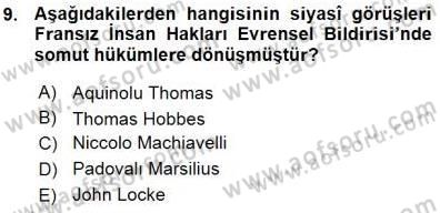 Anayasa 1 Dersi 2015 - 2016 Yılı (Vize) Ara Sınav Soruları 9. Soru