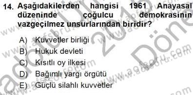 Anayasa 1 Dersi 2015 - 2016 Yılı (Final) Dönem Sonu Sınav Soruları 14. Soru
