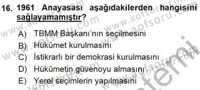 Anayasa 1 Dersi 2015 - 2016 Yılı (Final) Dönem Sonu Sınav Soruları 16. Soru