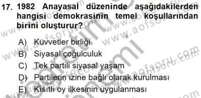 Anayasa 1 Dersi 2015 - 2016 Yılı (Final) Dönem Sonu Sınav Soruları 17. Soru