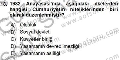 Anayasa 1 Dersi 2015 - 2016 Yılı (Final) Dönem Sonu Sınav Soruları 18. Soru