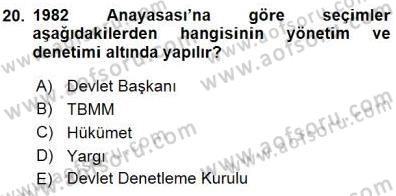 Anayasa 1 Dersi 2015 - 2016 Yılı (Final) Dönem Sonu Sınav Soruları 20. Soru