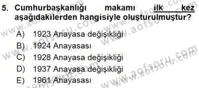 Anayasa 1 Dersi 2015 - 2016 Yılı (Final) Dönem Sonu Sınav Soruları 5. Soru