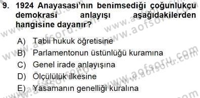 Anayasa 1 Dersi 2015 - 2016 Yılı (Final) Dönem Sonu Sınav Soruları 9. Soru