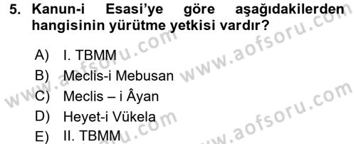 Anayasa 1 Dersi 2015 - 2016 Yılı Tek Ders Sınav Soruları 5. Soru