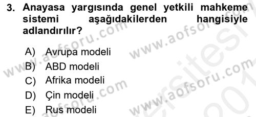 Anayasa 1 Dersi 2016 - 2017 Yılı (Final) Dönem Sonu Sınav Soruları 3. Soru