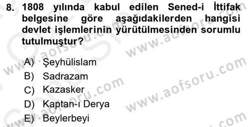 Anayasa 1 Dersi 2016 - 2017 Yılı (Final) Dönem Sonu Sınav Soruları 8. Soru