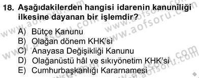 Anayasa 2 Dersi 2012 - 2013 Yılı (Vize) Ara Sınav Soruları 18. Soru