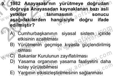 Anayasa 2 Dersi 2012 - 2013 Yılı (Vize) Ara Sınav Soruları 9. Soru