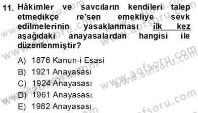 Anayasa 2 Dersi 2012 - 2013 Yılı (Final) Dönem Sonu Sınavı 11. Soru