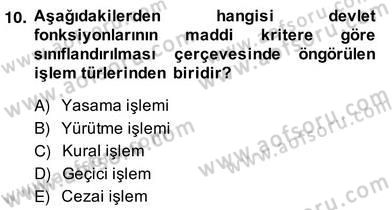 Anayasa 2 Dersi 2013 - 2014 Yılı (Vize) Ara Sınav Soruları 10. Soru