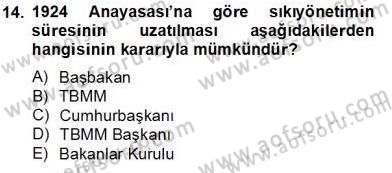 Anayasa 2 Dersi 2013 - 2014 Yılı Tek Ders Sınav Soruları 14. Soru