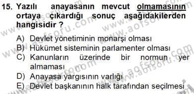 Anayasa 2 Dersi 2013 - 2014 Yılı Tek Ders Sınav Soruları 15. Soru