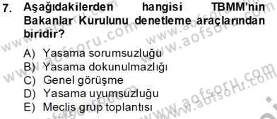 Anayasa 2 Dersi 2013 - 2014 Yılı Tek Ders Sınav Soruları 7. Soru